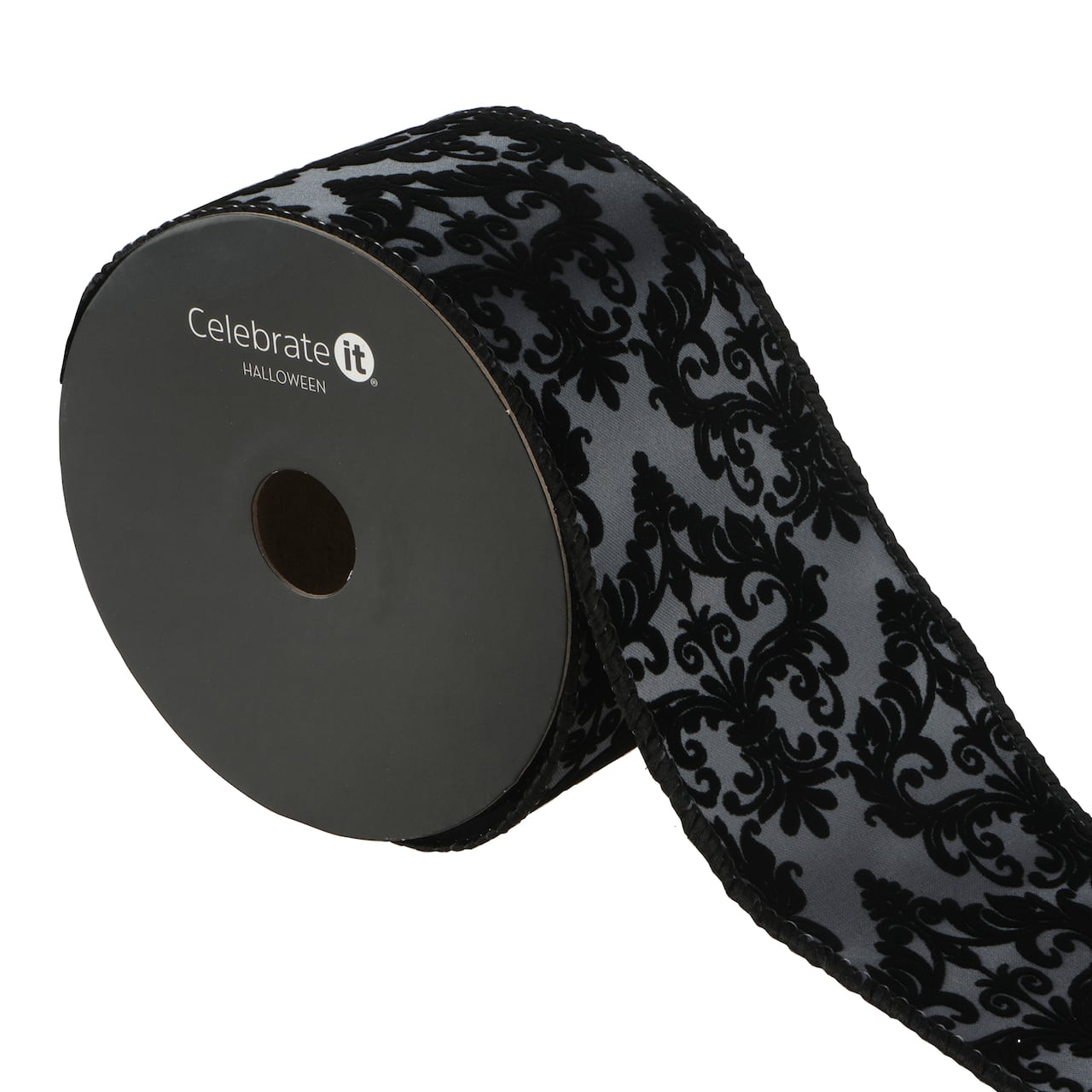 2.5" x 20ft. Black Wired Floral Jacquard Ribbon by Celebrate It® Halloween